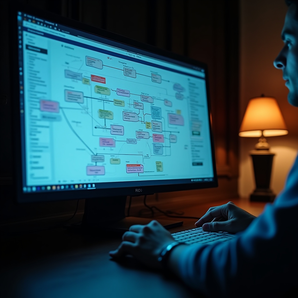 Digitale Workflow-Übersicht auf Bildschirm